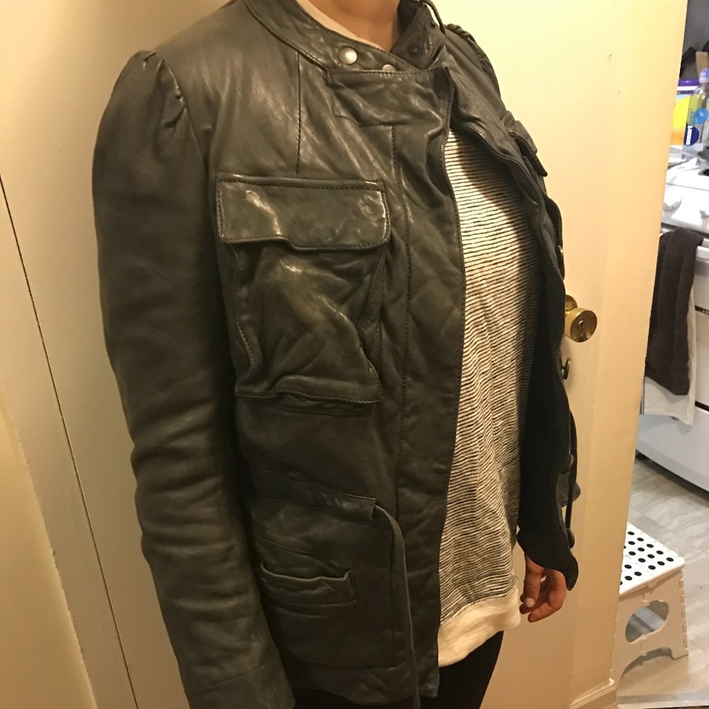 French Connection Grey Leather Jacket